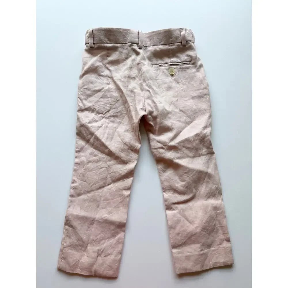 Lauren Ralph Lauren Boys 100% Linen Dress Pants Size 4 Light Pink
